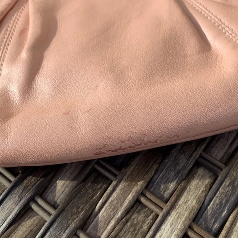 COACH Pearlescent Pale Pink Large Leather Wristlet
